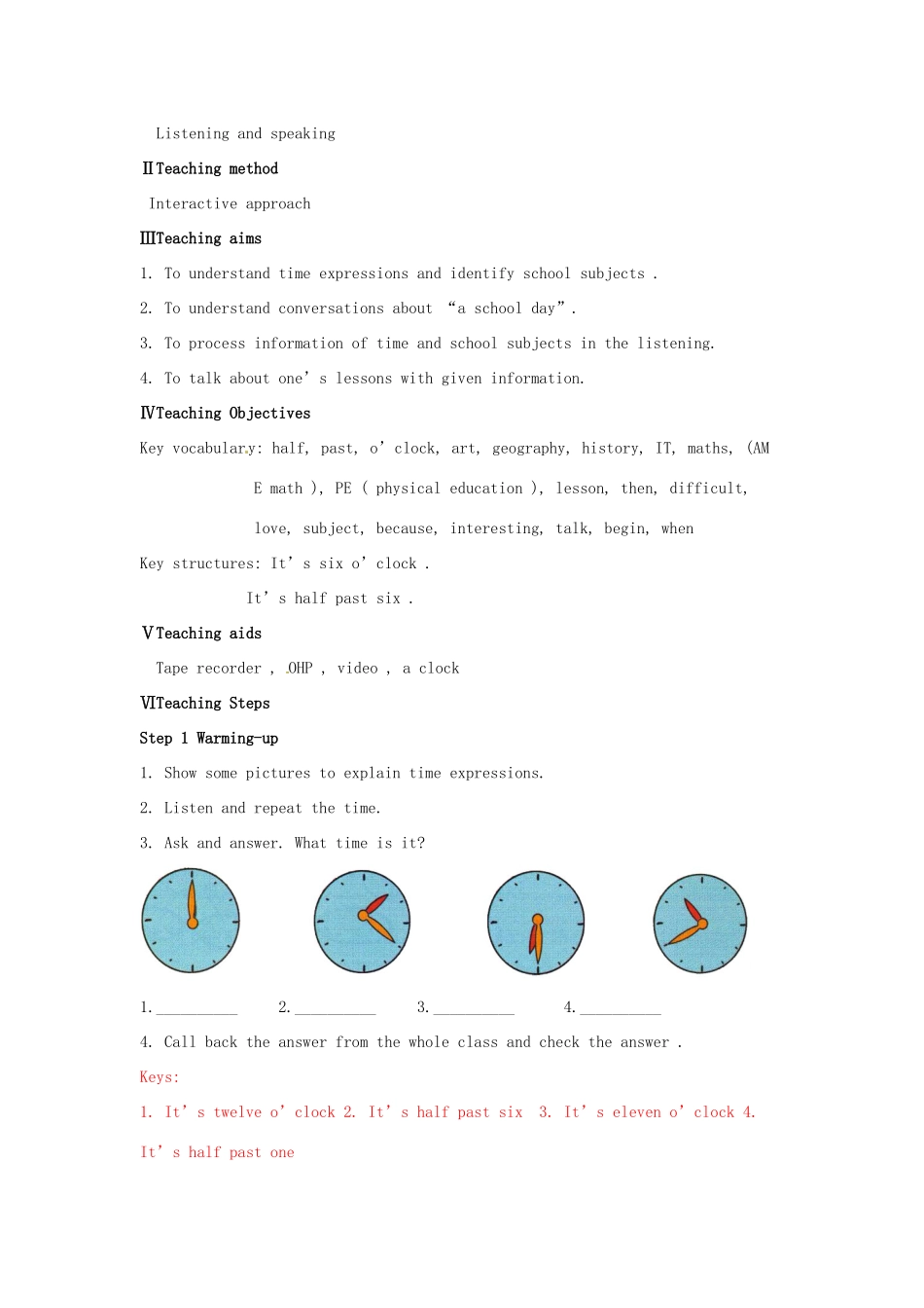 广东省佛山市中大附中三水实验中学七年级英语上册 Module 5 My school day Unit 1 I love history教案 （新版）外研版_第2页