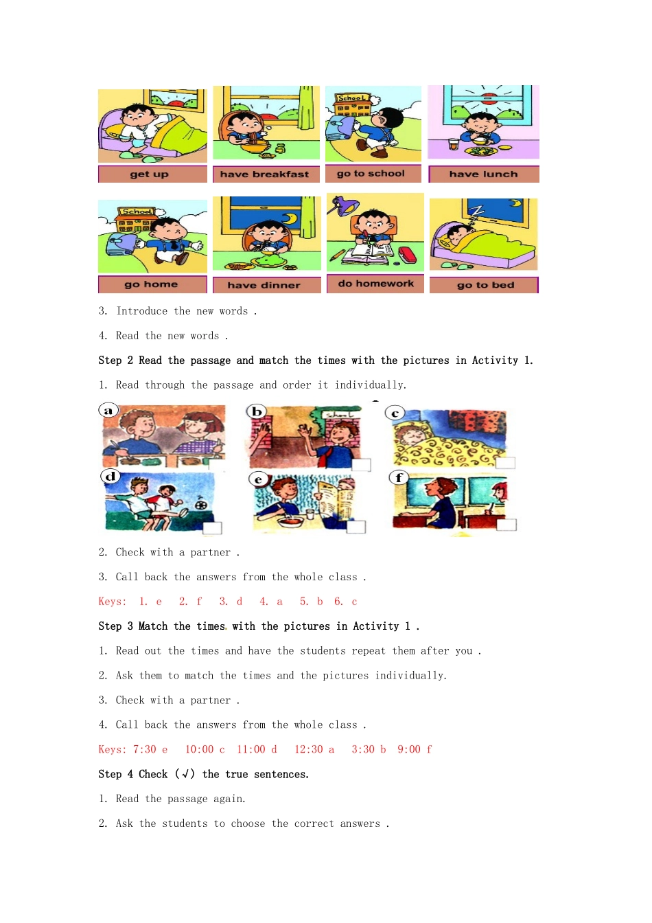 广东省佛山市中大附中三水实验中学七年级英语上册 Module 5 My school day Unit 2 We start work at nine o’clock教案 （新版）外研版_第3页