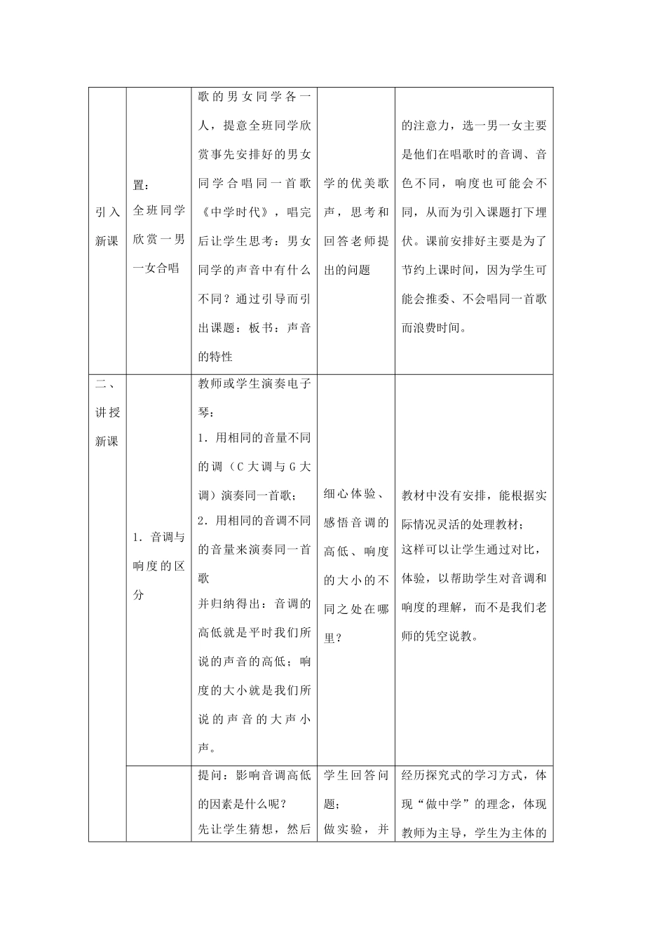 广东省仁化县周田中学八年级物理《声音的特性》教学设计 新人教版_第3页
