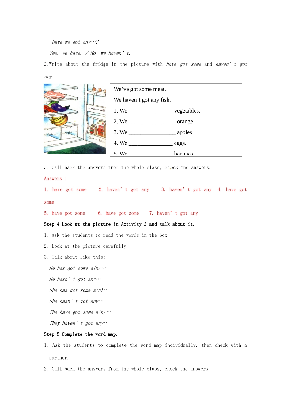 广东省佛山市中大附中三水实验中学七年级英语上册 Module 4 Healthy food Unit 3 Language in use教案 （新版）外研版_第3页
