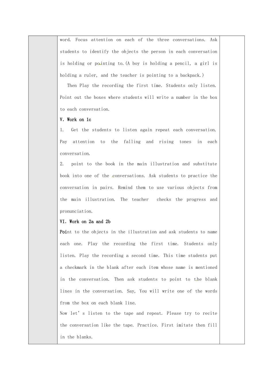 广东省东莞市寮步信义学校七年级英语上册 Unit 3 Is this your pencil The 1st period Section A 1a-2b教案 （新版）人教新目标版_第3页