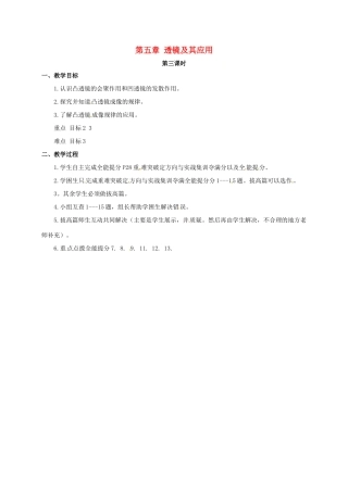 山西省洪洞县中考物理一轮复习 第五章 透镜及其应用教案3-人教版初中九年级全册物理教案