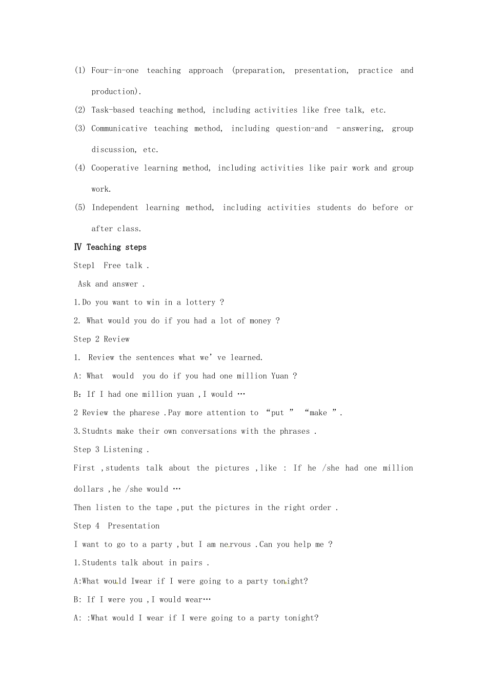 山西省太谷县明星中学九年级英语全册《Unit 4  What  would  you do？》教案 人教新目标版_第2页