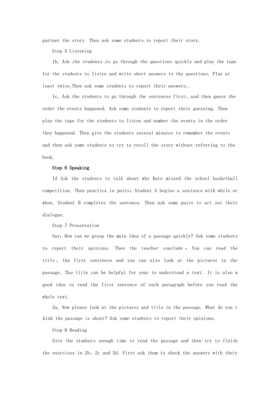 山东郓城县随官屯镇八年级英语下册 Unit 5 What were you doing when the rainstorm came（第3课时）Section B（1a-2e）教学设计 （新版）人教新目标版-（新版）人教新目标版初中八年级下册英语教案_第2页