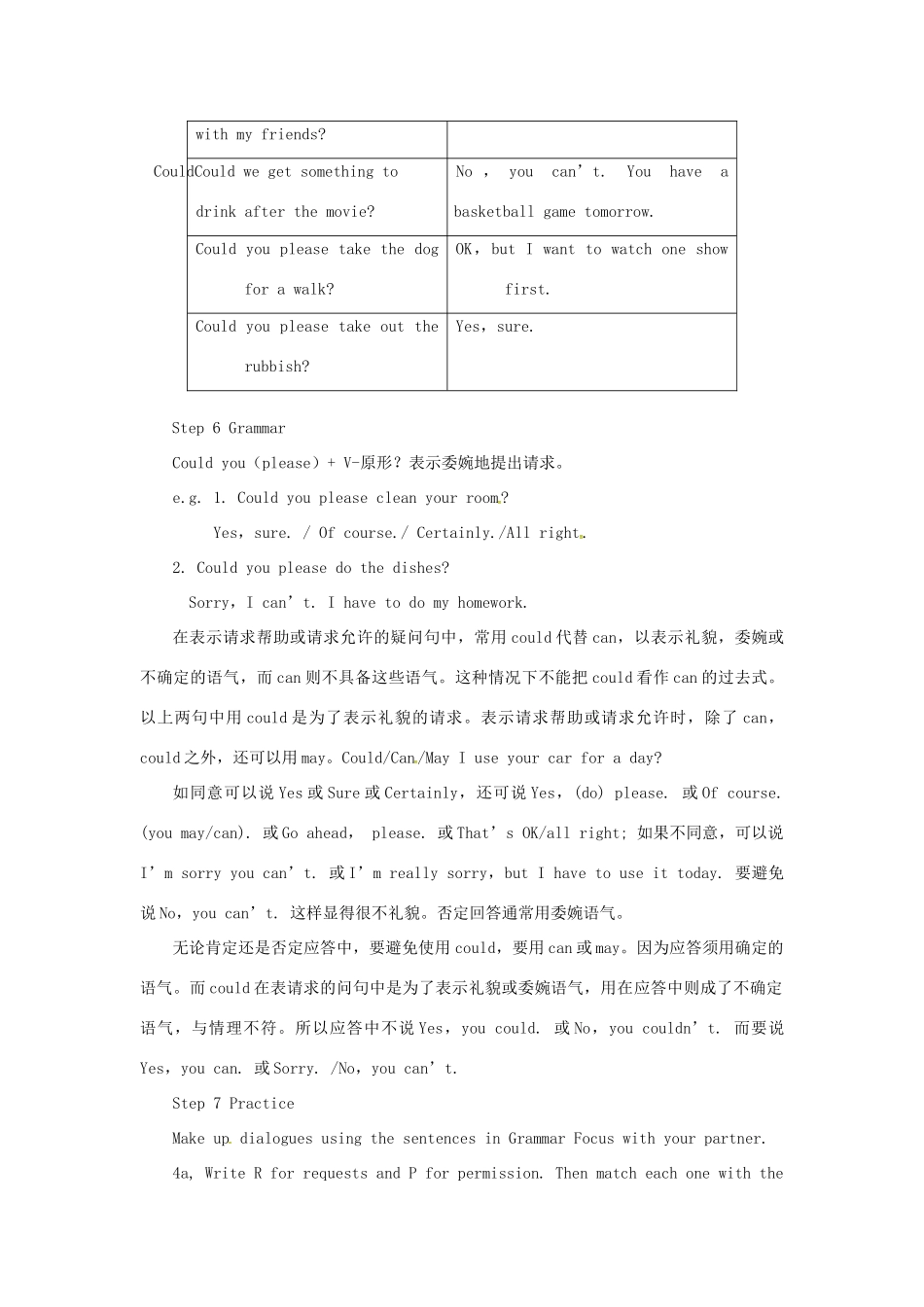 山东郓城县随官屯镇八年级英语下册 Unit 3 Could you please clean your room（第2课时）Section A（3a-4c）教学设计 （新版）人教新目标版-（新版）人教新目标版初中八年级下册英语教案_第3页