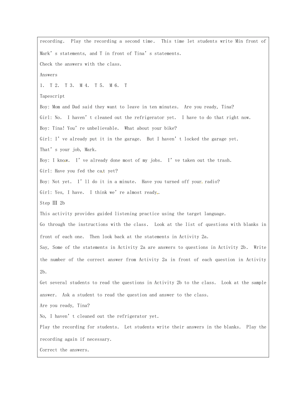 山东省龙口市诸由观镇诸由中学八年级英语下册《Unit 8 Have you packed yet Period 2》教案 鲁教版五四制_第3页
