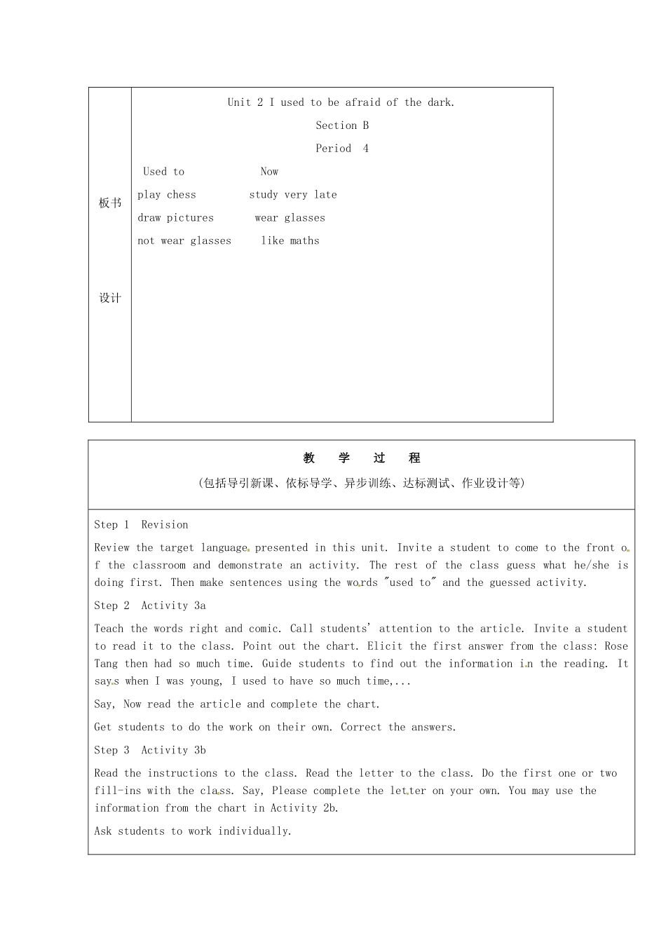 山东省龙口市诸由观镇诸由中学八年级英语下册《Unit 3 I used to be afraid of the dark Period 6》教案 鲁教版五四制_第2页