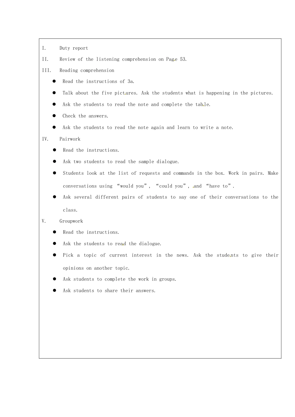 山东省龙口市诸由观镇诸由中学九年级英语全册《Unit 5 You are supposed to shake hands》教案2 鲁教版五四制_第3页