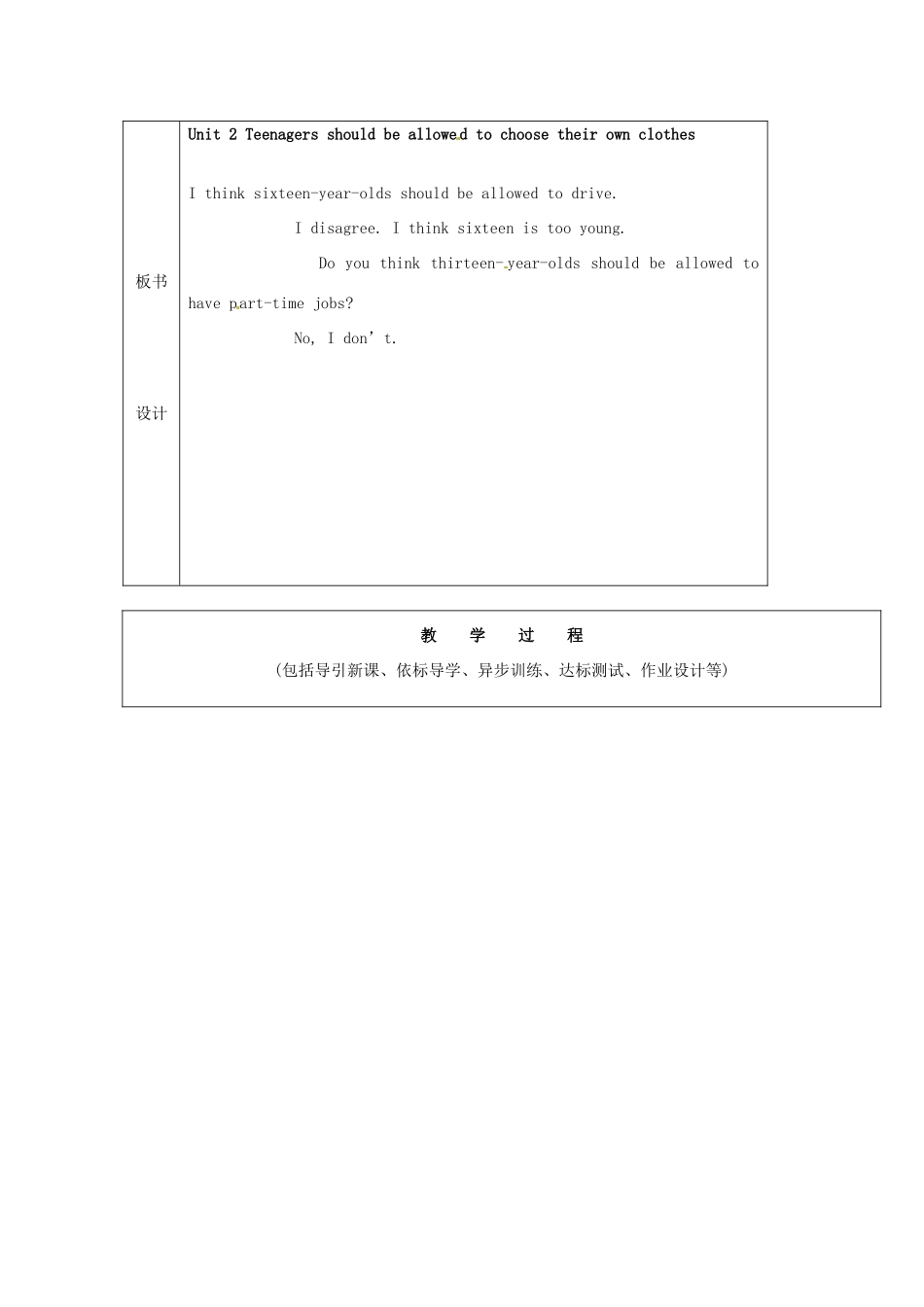 山东省龙口市诸由观镇诸由中学九年级英语全册《Unit 2 Teenagers should be allowed to choose their own clothes》教案5 鲁教版五四制_第2页