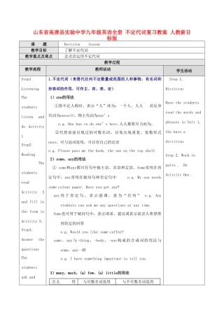 山东省高唐县实验中学九年级英语全册 不定代词复习教案 人教新目标版