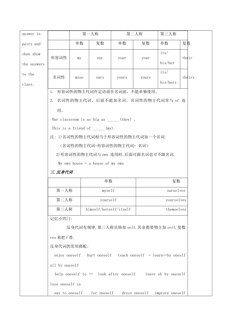 山东省高唐县实验中学九年级英语全册 代词复习教案1 人教新目标版_第2页