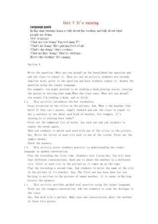 山东省青岛市平度市灰埠镇灰埠中学七年级英语下册 Unit 7 It's raining教案 （新版）人教新目标版