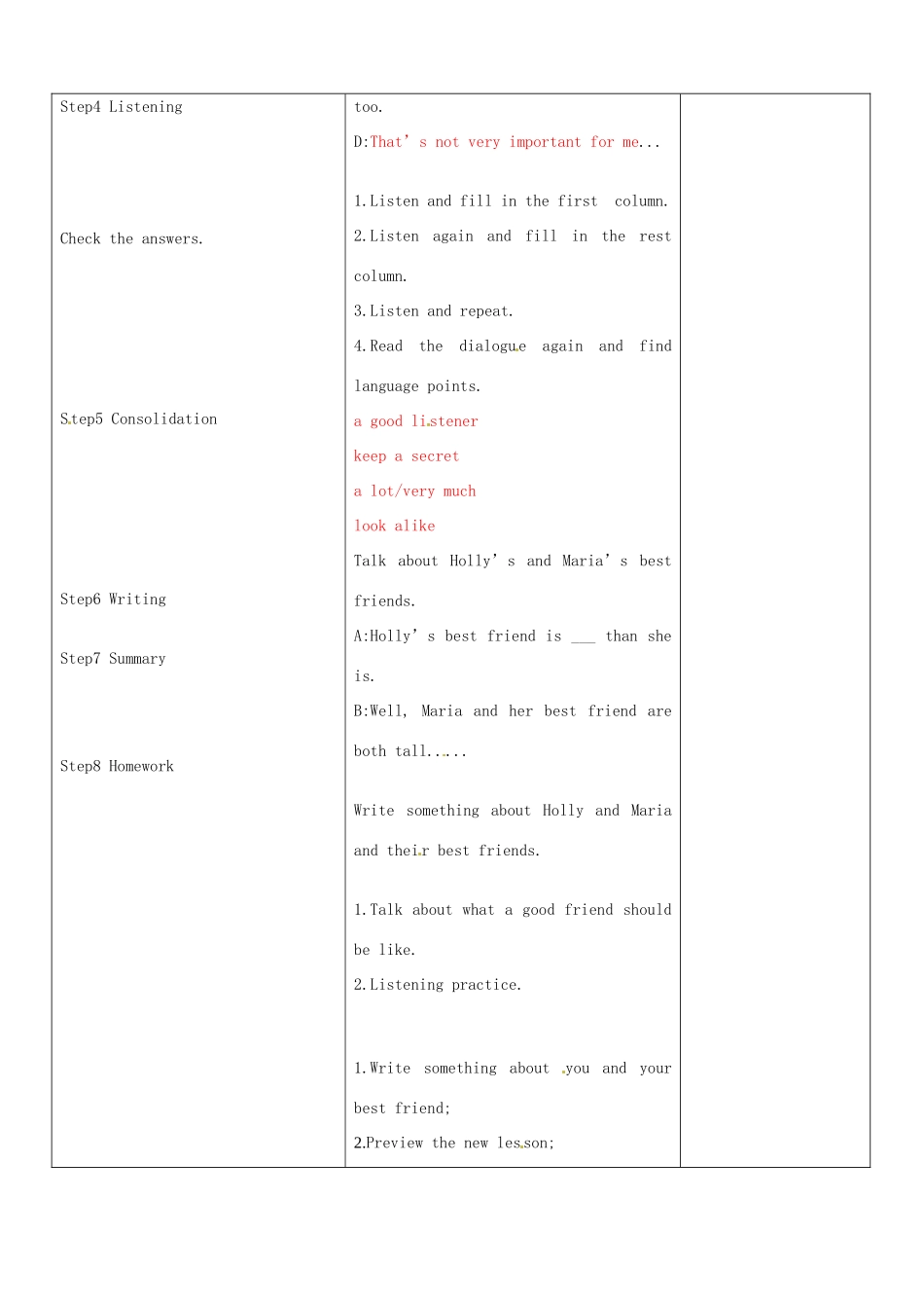 山东省郯城县第三初级中学八年级英语上册《Unit6 I'm more outgoing than my sister Section B(1a-2c)》教案 人教新目标版_第2页