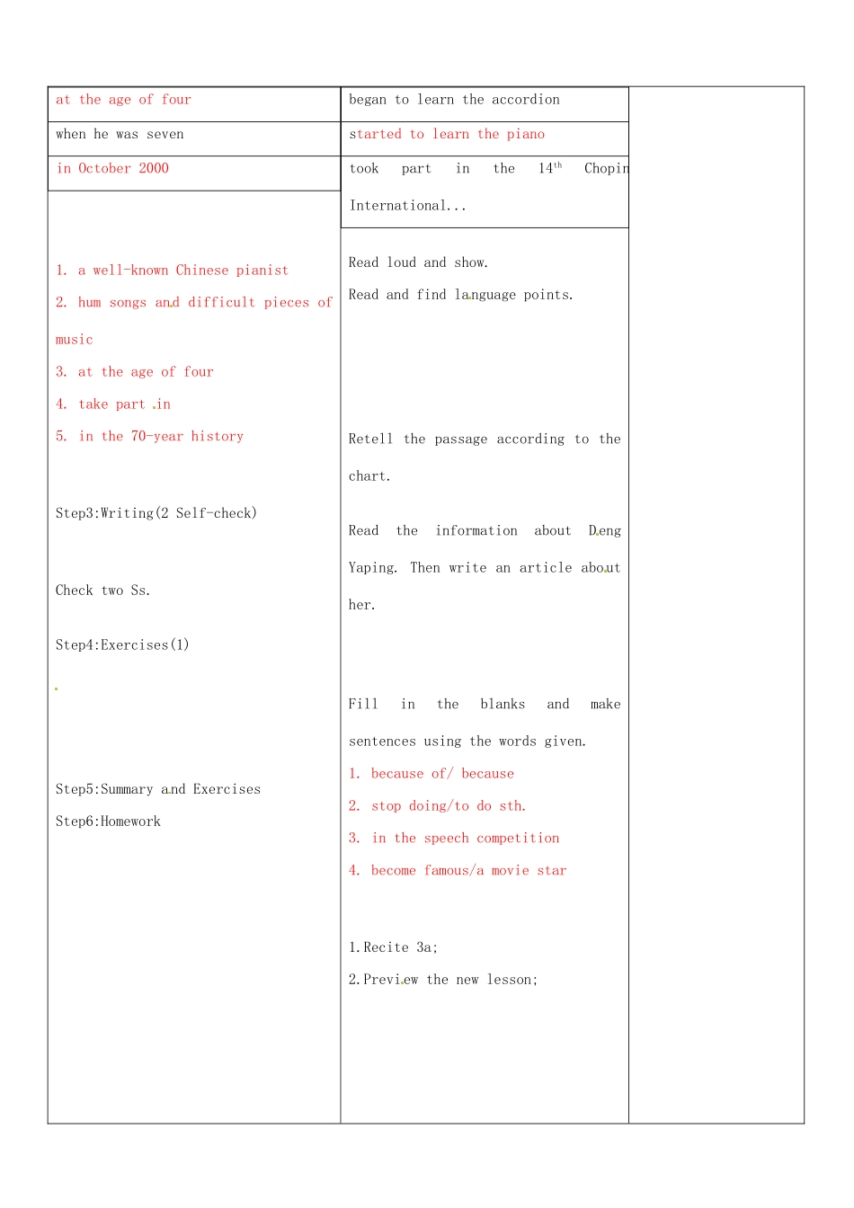 山东省郯城县第三初级中学八年级英语上册《Unit 9 When was he born Section B(3a-selfcheck)》教案 人教新目标版_第2页