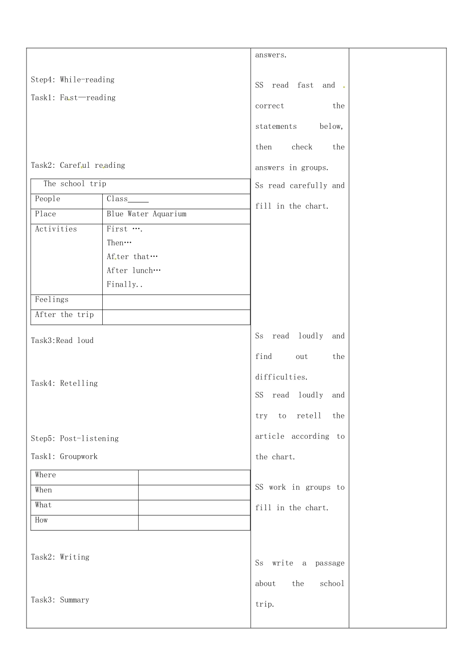 山东省郯城县第三初级中学八年级英语上册《Unit 8 How was your school trip Section A(3a-4)》教案 人教新目标版_第2页