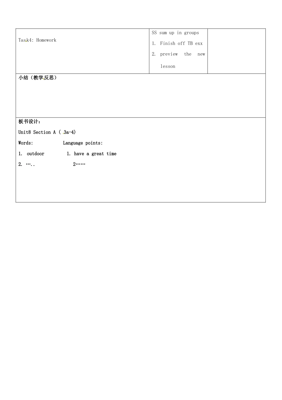 山东省郯城县第三初级中学八年级英语上册《Unit 8 How was your school trip Section A(3a-4)》教案 人教新目标版_第3页