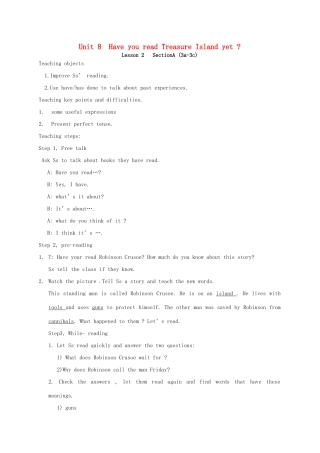 山东省郯城县新村乡中学八年级英语下册 Unit 8 Have you read Treasure Island yet Section A（3a-3c）教案 （新版）人教新目标板