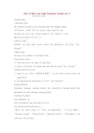 山东省郯城县新村乡中学八年级英语下册 Unit 8 Have you read Treasure Island yet Section A（1a-2d）教学设计 （新版）人教新目标板