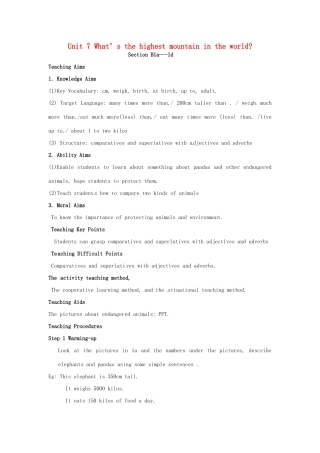 山东省郯城县新村乡中学八年级英语下册 Unit 7 What’s the highest mountain in the world Period 4教案 （新版）人教新目标板