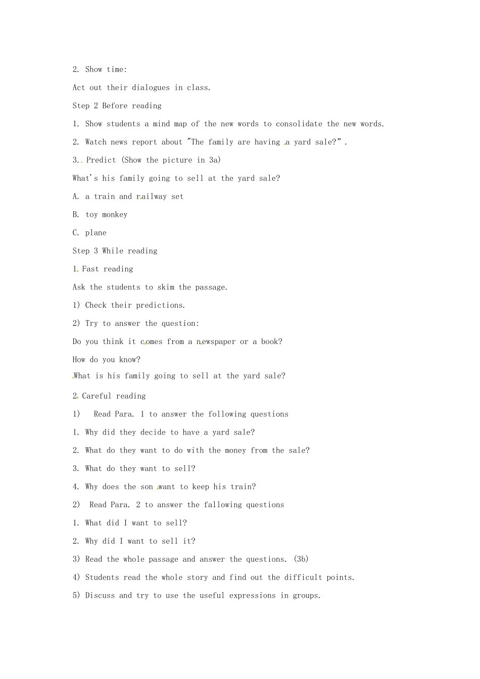 山东省郯城县新村乡中学八年级英语下册 Unit 10 I’ve had this bike for three years Section A（3a-3c）教案1 （新版）人教新目标板_第2页