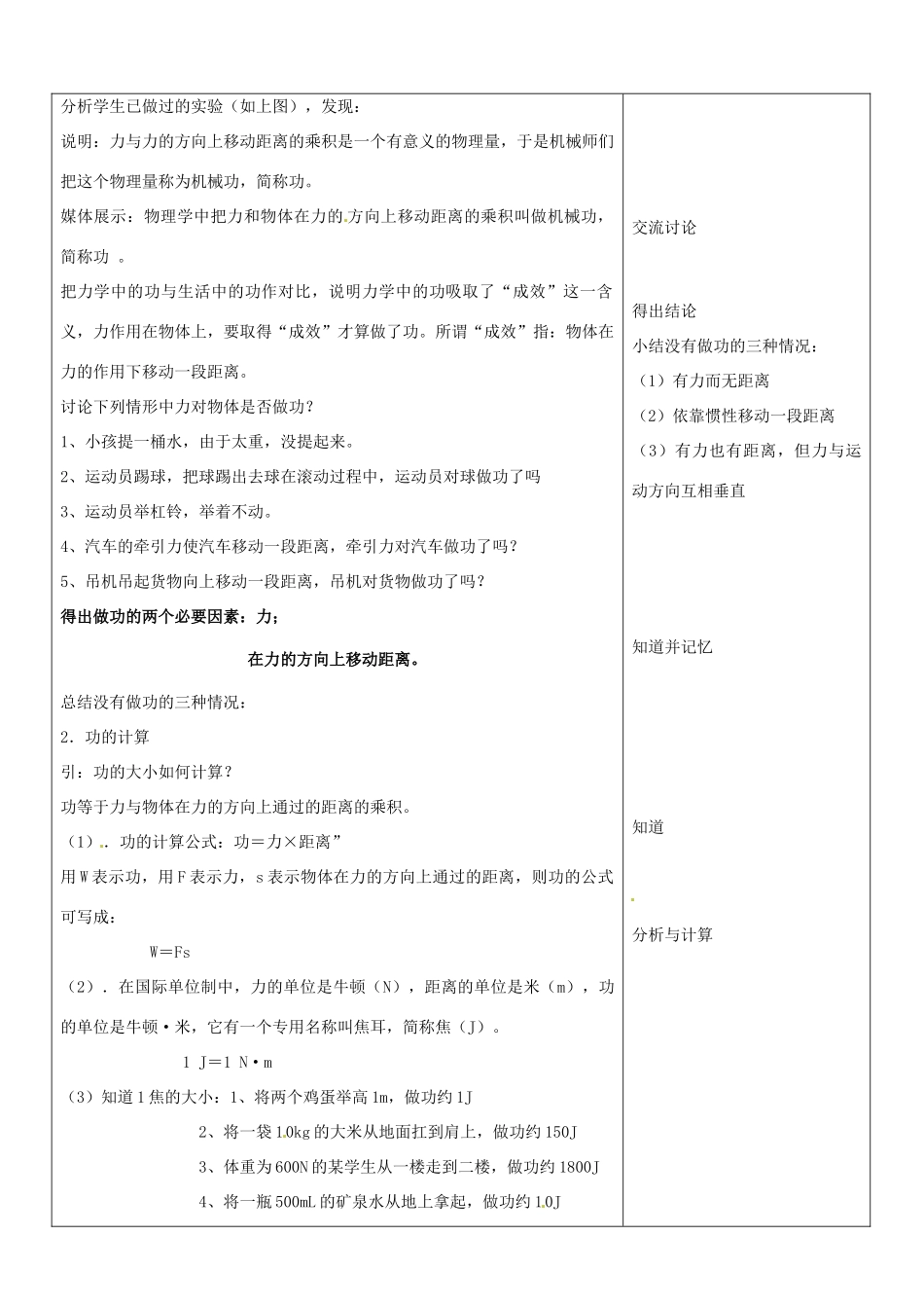 山东省郯城三中八年级物理《做功了吗？》教案_第2页