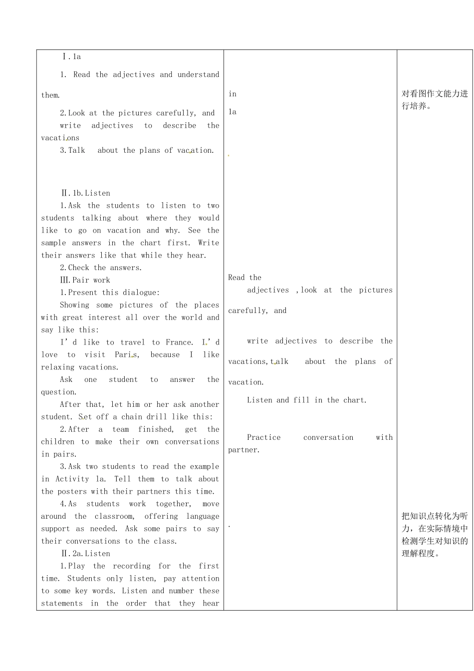 山东省郯城三中九年级英语全册《Unit 7 Where would you like to visit（第一课时）》教案 人教新目标版_第2页