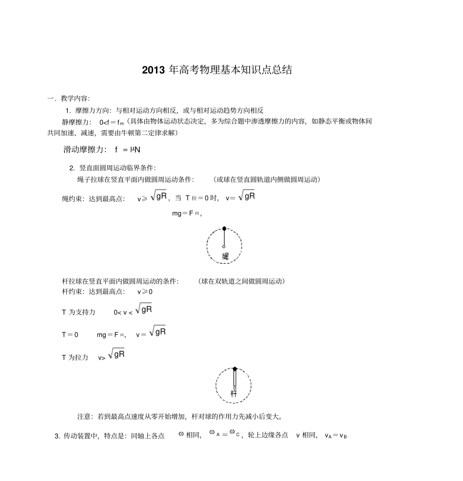 2013年高考物理基本知识点总结剖析_第1页