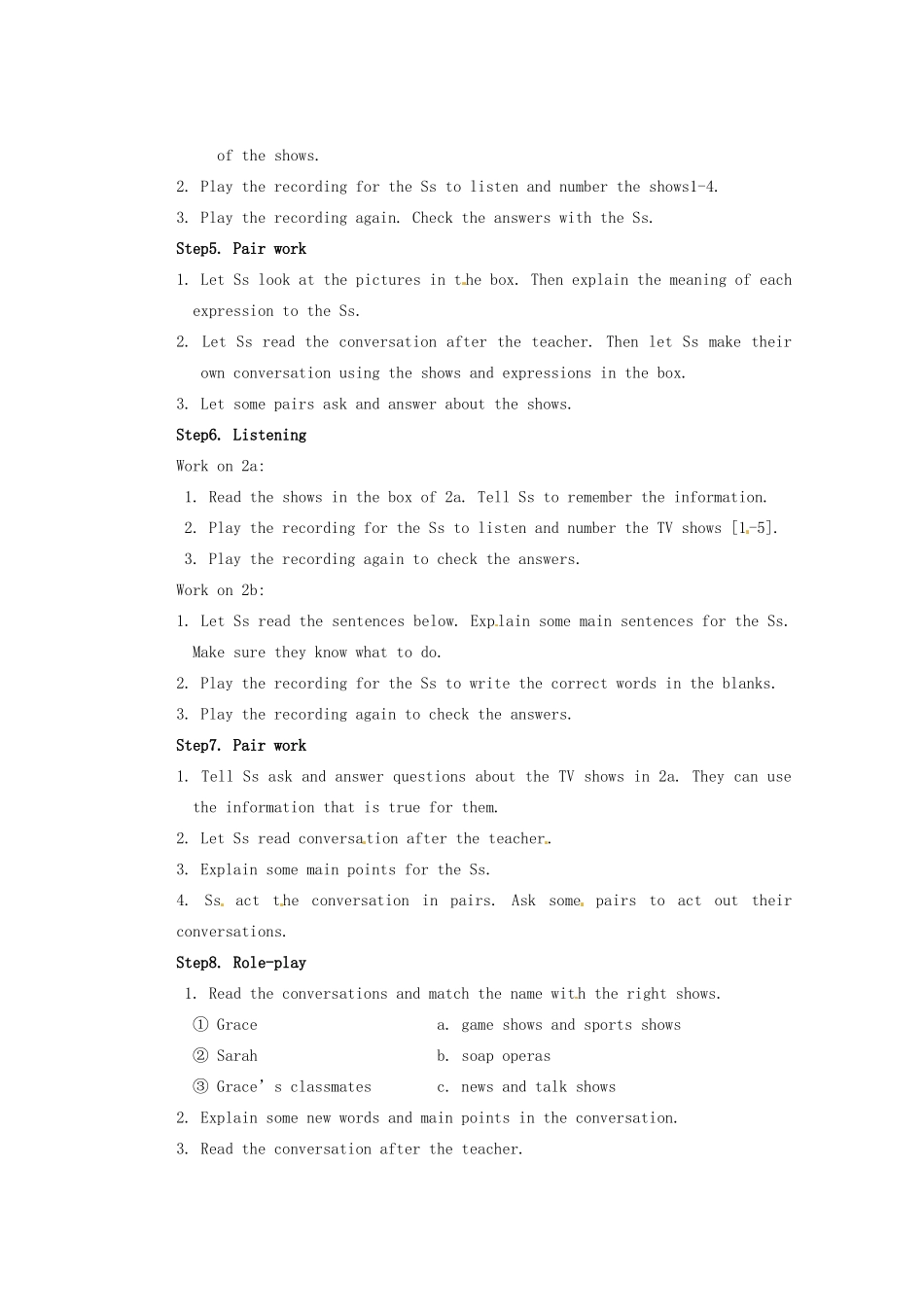 山东省邹平县实验中学八年级英语上册 Unit 5 Do you want to watch a game show口语教案 （新版）人教新目标版_第2页