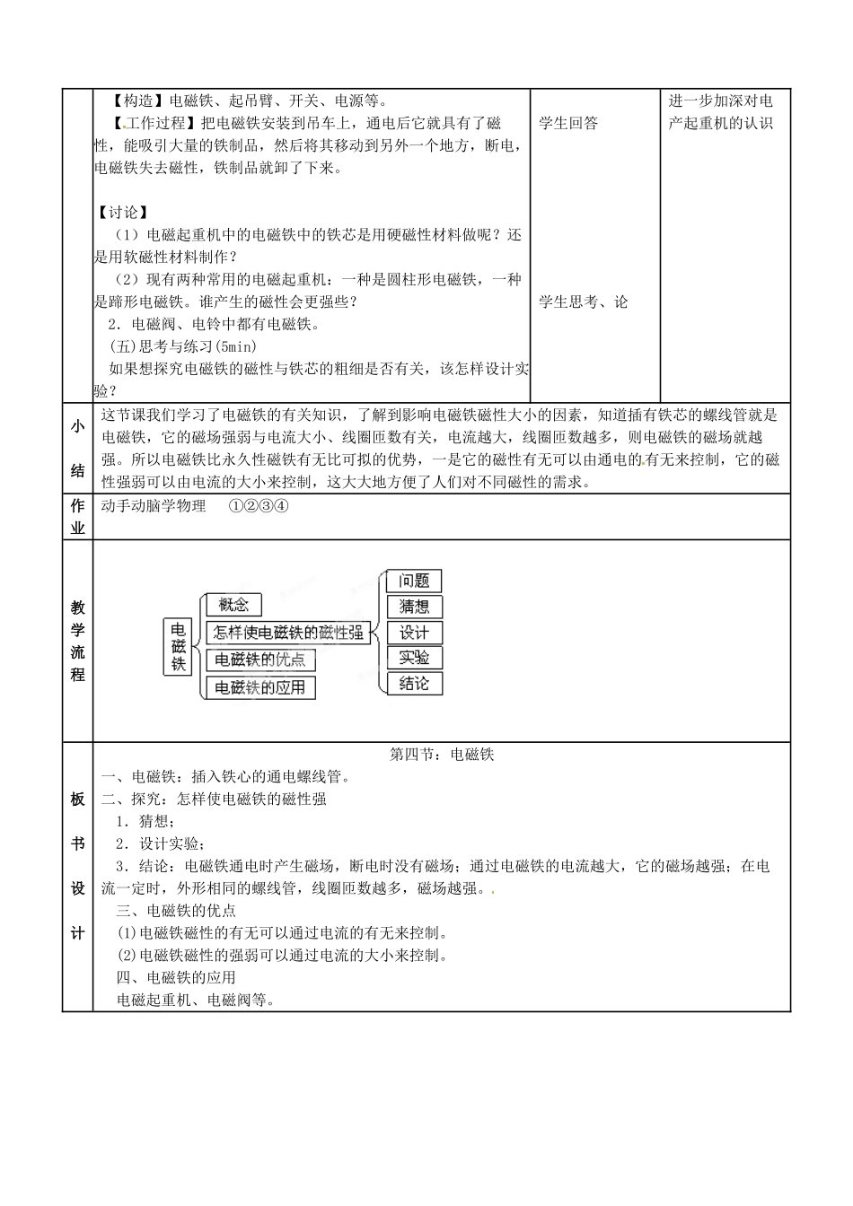 山东省邹平县实验中学八年级物理下册 9.4《电磁铁》教学设计 新人教版_第3页