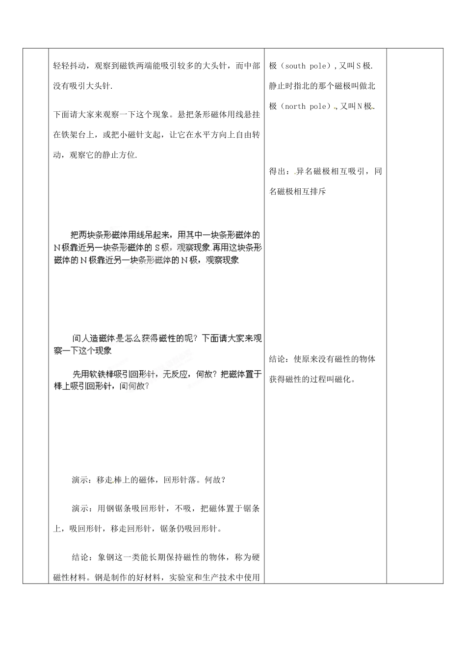 山东省邹平县实验中学八年级物理下册 9.1《磁现象》教案 新人教版_第2页