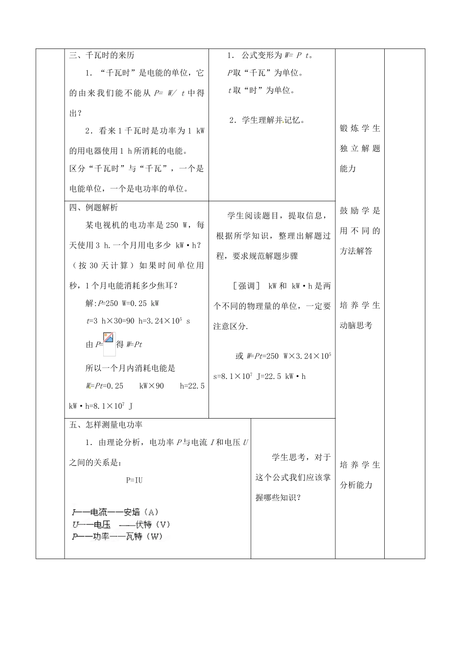 山东省邹平县实验中学八年级物理下册 8.2《电功率》教案 新人教版_第3页