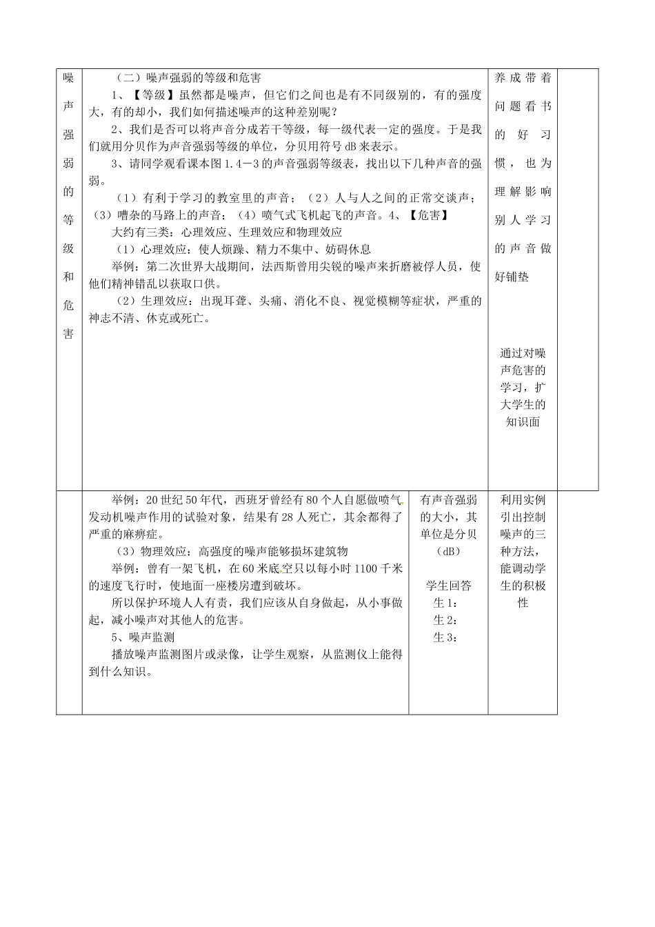 山东省邹平县实验中学八年级物理上册 2.4 噪声的危害和控制教案 （新版）新人教版_第3页