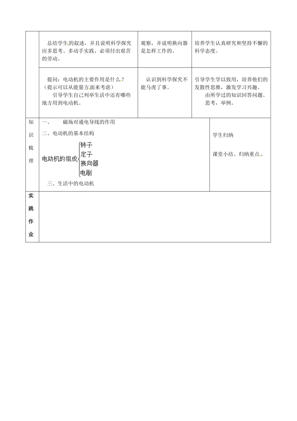 山东省邹平县实验中学九年级物理全册 20.4 电动机教案 （新版）新人教版_第3页