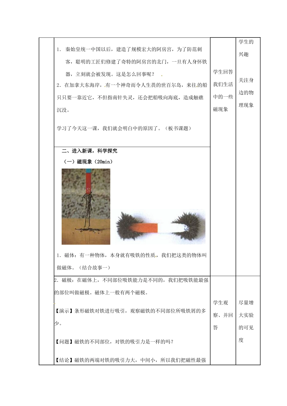 山东省邹平县实验中学九年级物理全册 20.1 磁现象教案 （新版）新人教版_第2页