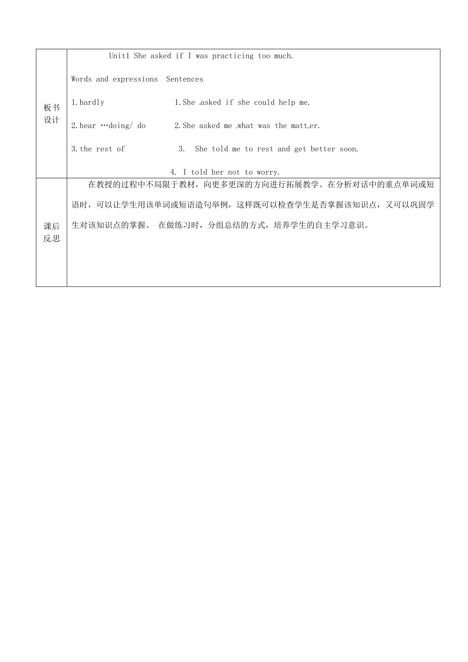 山东省聊城市阳谷实验中学八年级英语《She asked if I was practicing too much》教案_第3页