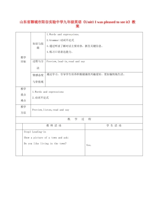 山东省聊城市阳谷实验中学九年级英语《Unit1 I was pleased to see it》教案