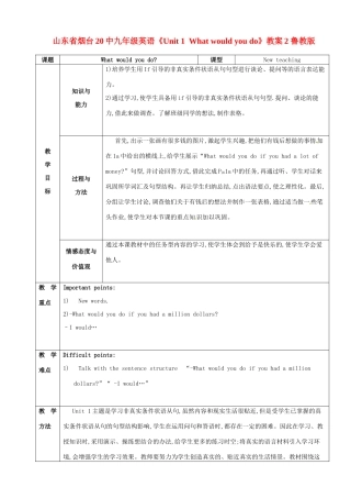 山东省烟台20中九年级英语《Unit 1  What would you do》教案2 鲁教版