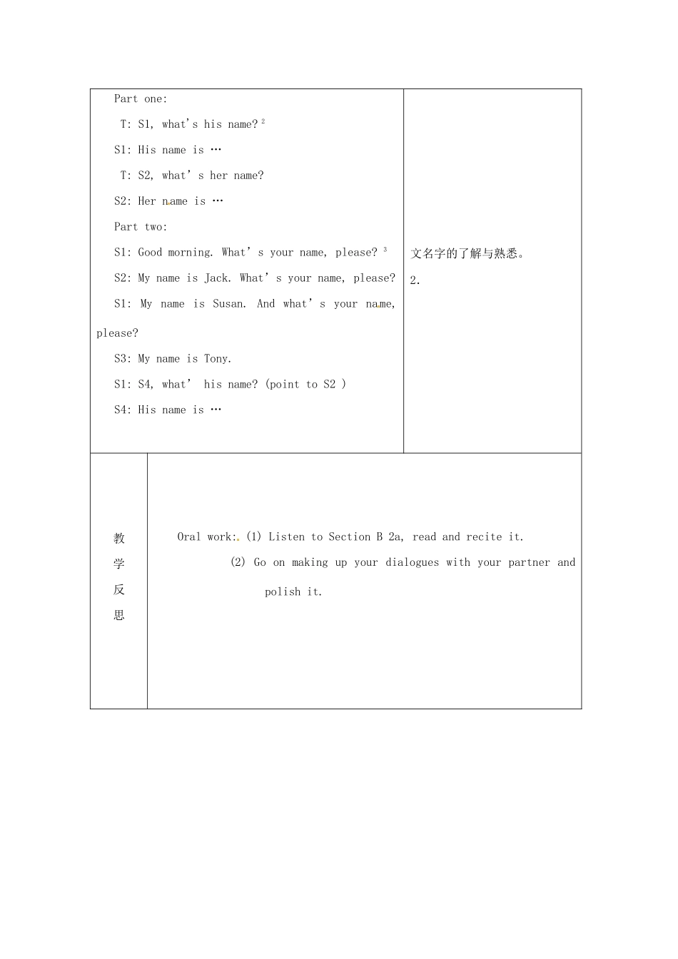 山东省烟台20中七年级英语 《Unit4 My name’s Gina》教学设计_第3页