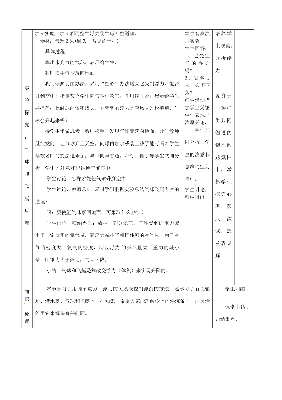 山东省滨州市邹平实验中学九年级物理全册《14.6浮力的应用》教案 新人教版_第3页