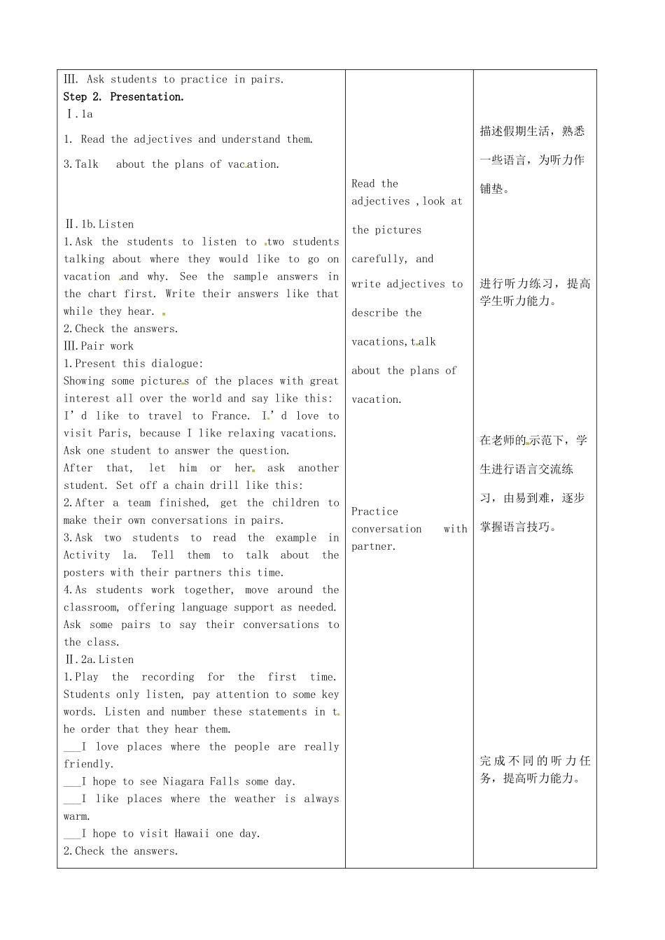 山东省滨州市邹平县九年级英语全册《Unit 7 Where would you like to visit》（第1课时）教案 人教新目标版_第2页