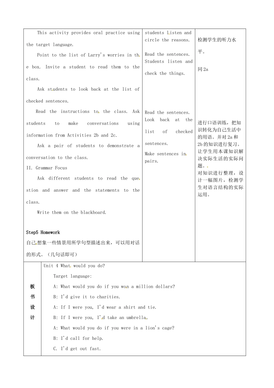 山东省滨州市邹平县九年级英语全册《Unit 4 What would you do》（第2课时）教案 人教新目标版_第2页