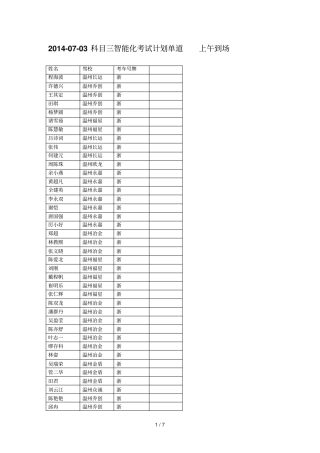 20140703科目三智能化考试计划单1道上午810到场