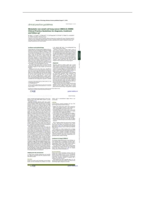 2014ESMO临床实践指引：转移性非小细胞肺癌的诊断、治