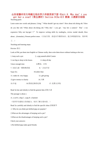 山东省滕州市大坞镇大坞中学八年级英语下册《Unit 8  Why don’t you get her a scarf（第五课时）Section B(3a-4)》教案 人教新目标版