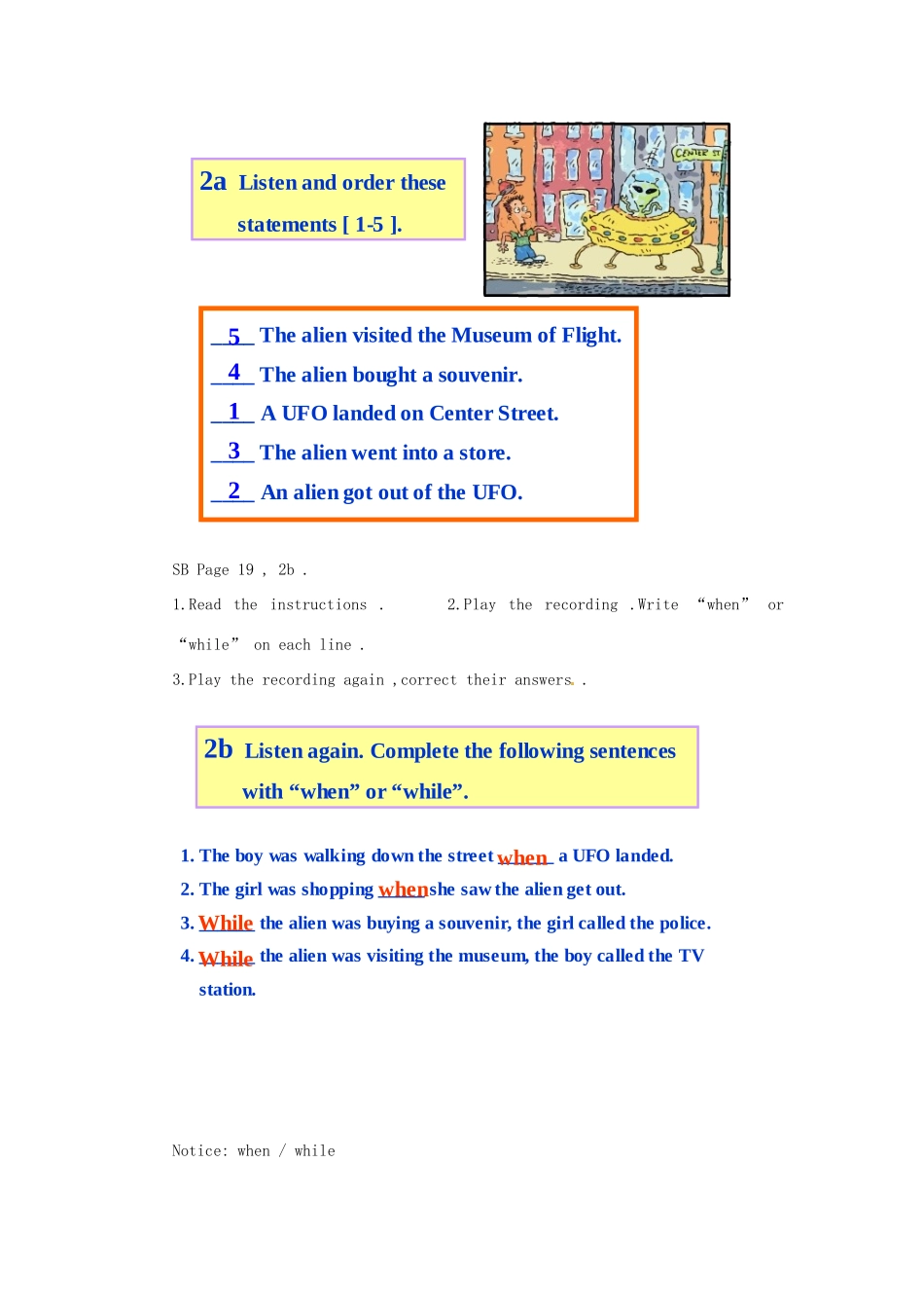 山东省滕州市大坞镇大坞中学八年级英语上册《Unit 3 What were you doing when the UFO arrived Section A（1a-2c）》教案 北师大版_第3页