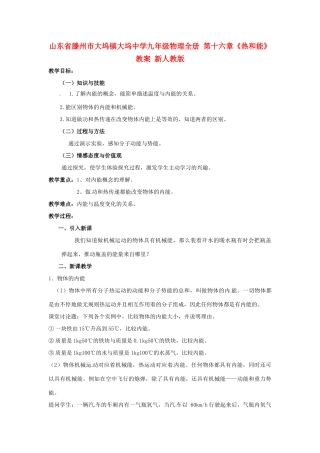 山东省滕州市大坞镇大坞中学九年级物理全册 第十六章《热和能》教案 新人教版