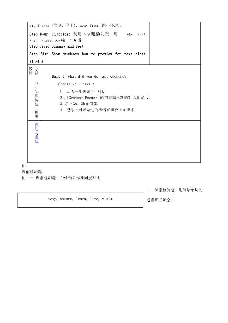 山东省淄博市临淄区第八中学七年级英语上册《Unit 4 what did you de last weekend Section A（2d-3c）Period 2》教案 鲁教版五四制_第2页