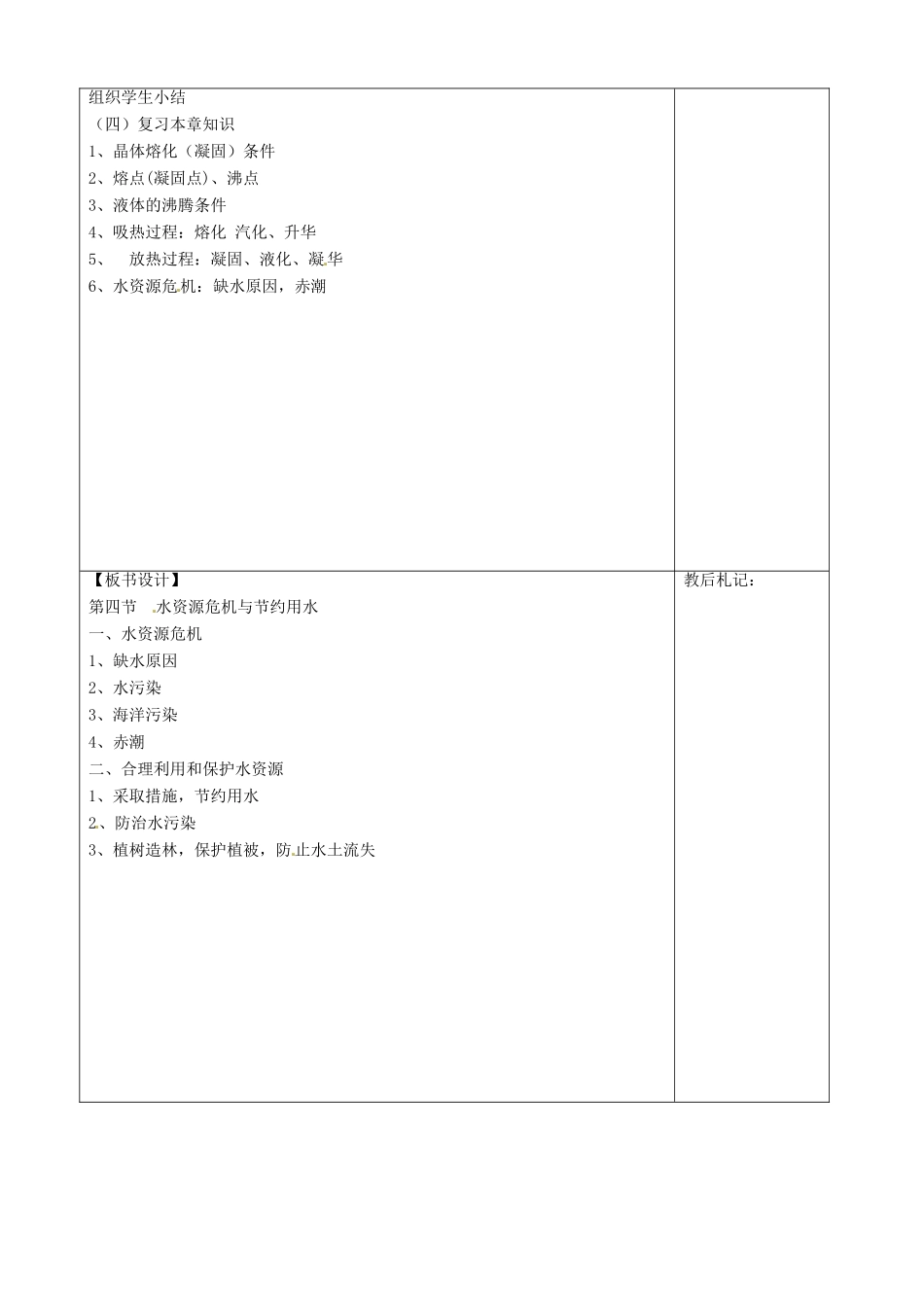 山东省济南市辛寨乡辛锐中学九年级物理全册 第四节 全球变暖与水资源危机教案 沪科版_第3页
