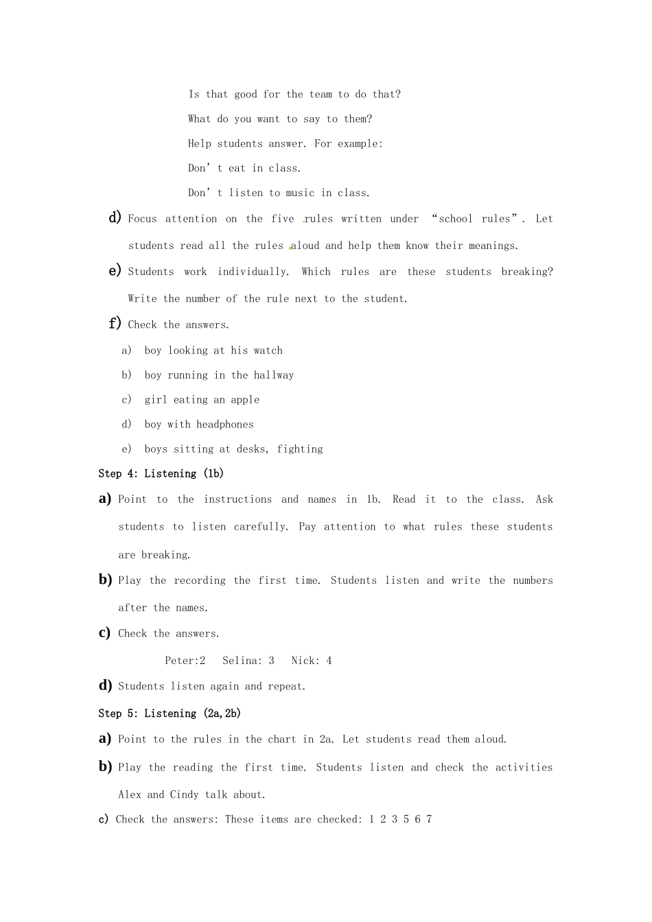 山东省泰安市岱岳区徂徕镇第一中学七年级英语下册《Unit 4 Don't eat in class》教案 人教新目标版_第3页