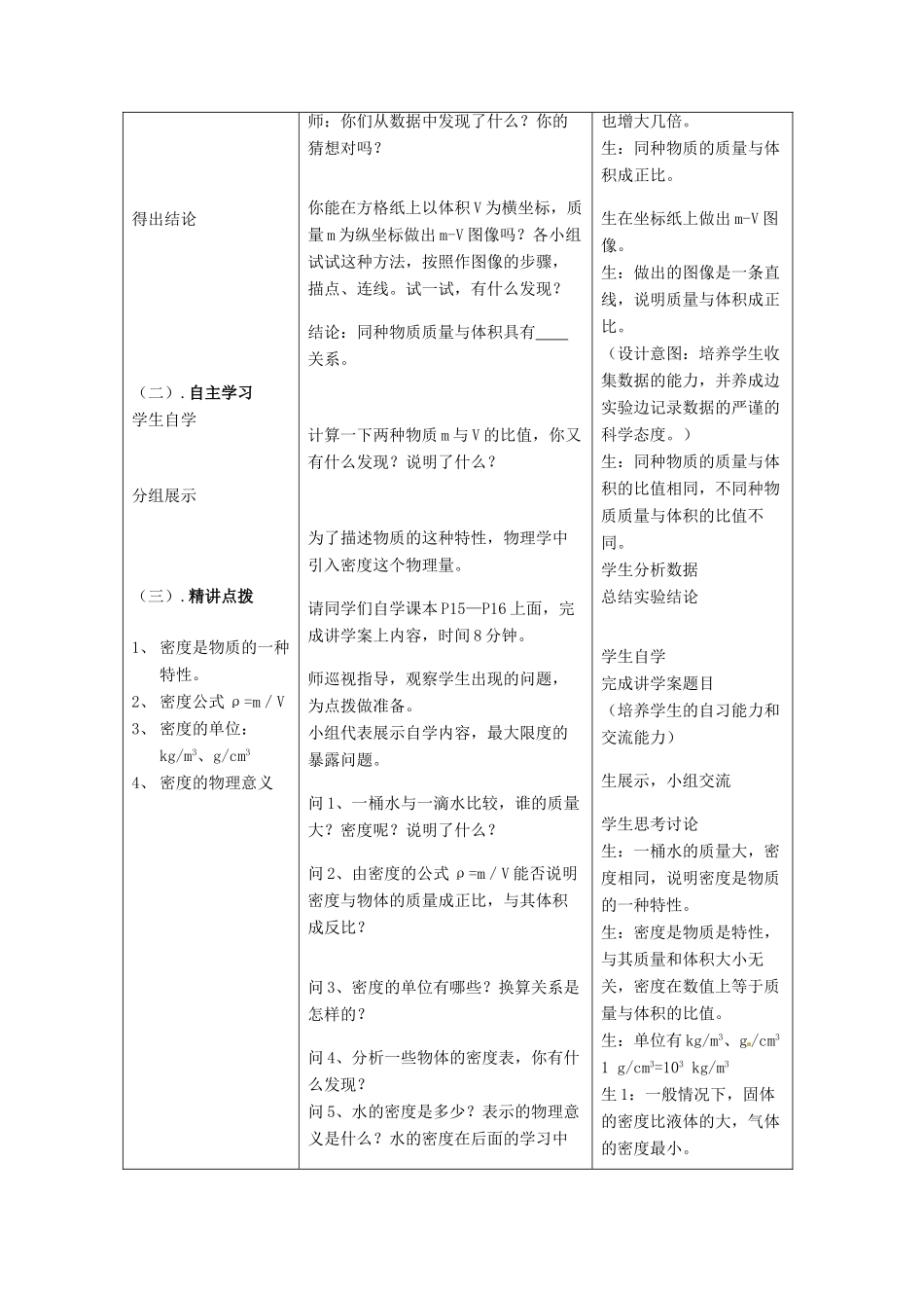 山东省枣庄市第四十二中学九年级物理 11-3 密度教案 人教新课标版_第3页